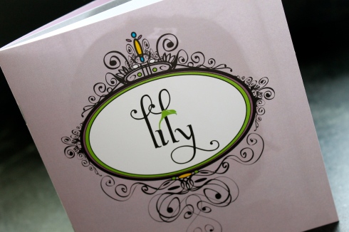 4. Lily Haime's Logo on the front of her Custom Invitation Book